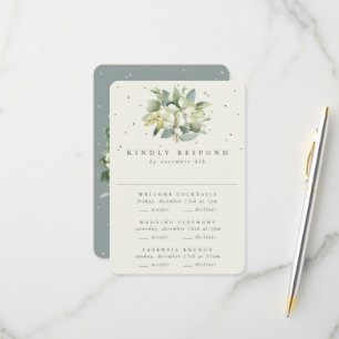 Grönt Snowberry+Eucalyptus Bröllop Multi-Event OSA Kort