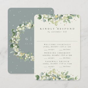 Grönt Snowberry+Eucalyptus Bröllop Multi-Event OSA Kort