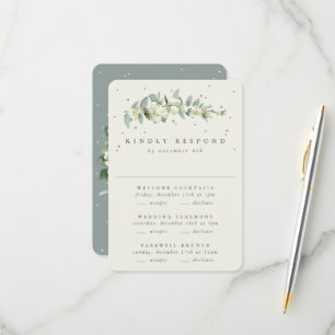 Grönt Snowberry+Eucalyptus Bröllop Multi-Event OSA Kort
