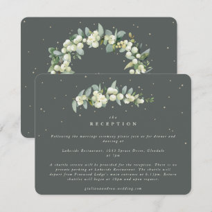 Grönt Snowberry+Eucalyptus Stem Wedding Reception Tilläggskort