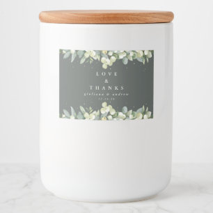 Grönt Snowberry+Eucalyptus Winter Wedding Favor Mat Etiketter