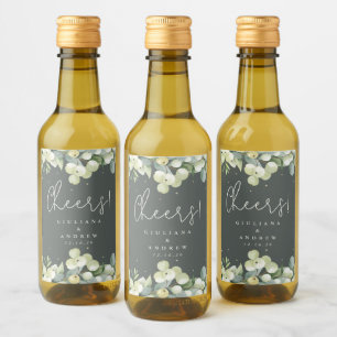 Grönt Snowberry+Eucalyptus Winter Wedding Mini Vinetikett