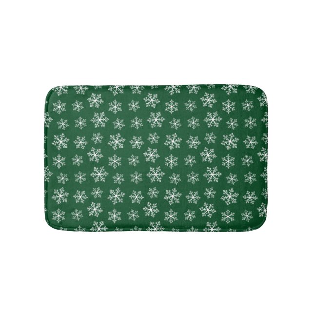 Grönt Snowflake Bath Mat Badrumsmatta (Framsidan)