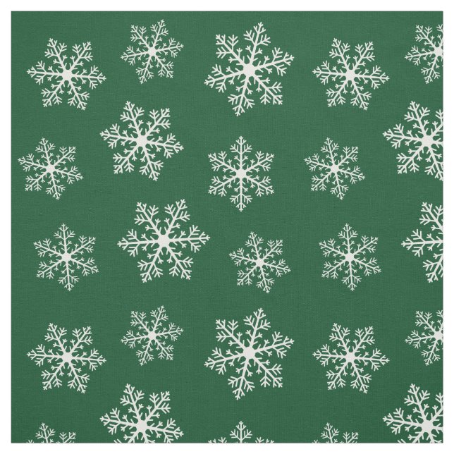 Grönt Snowflake Fabric Tyg (Provkarta)