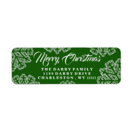 Grönt Snowflake God jul-etikett Returadress Etikett