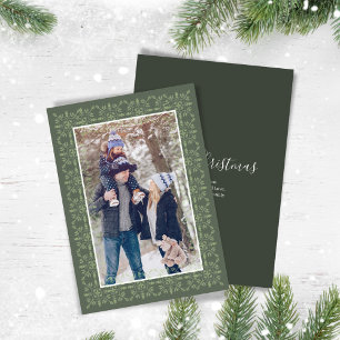 Grönt Snowflake jul Photo Classic Julkort