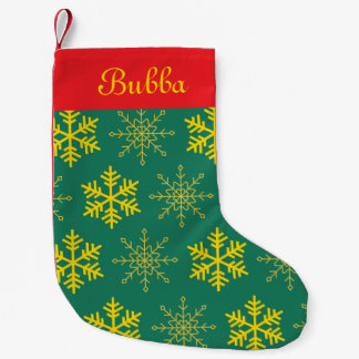 Grönt Snowflake Liten Julstrumpa