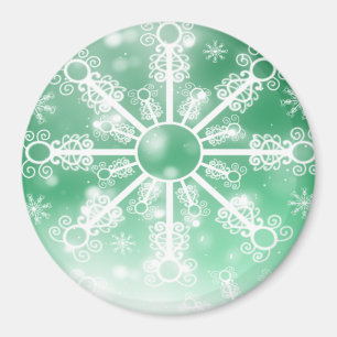 Grönt Snowflake Magnet