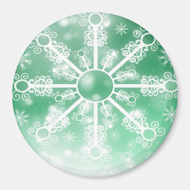 Grönt Snowflake Magnet (Framsidan)