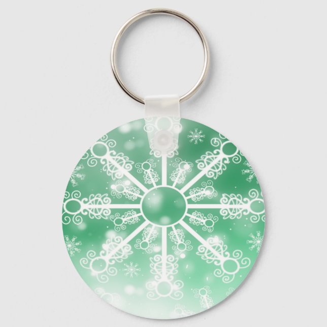 Grönt Snowflake Nyckelring (Framsida)