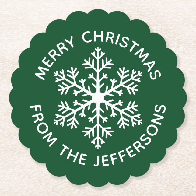 Grönt Snowflake Papper Underlägg (Framsida)