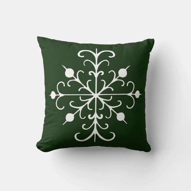 Grönt Snowflake Pillow Kudde (Framsida)