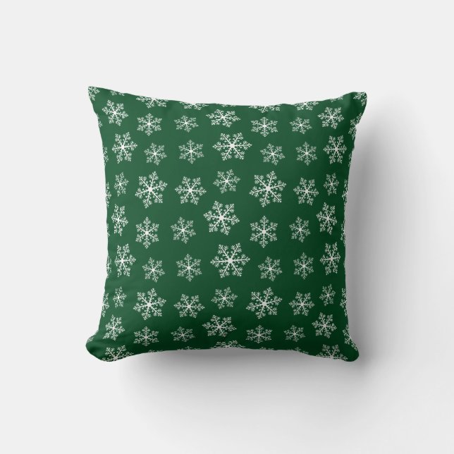 Grönt Snowflake Pillow Kudde (Framsida)