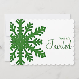 Grönt Snowflake Winter Winter Party-inbjudan 2 Inbjudningar