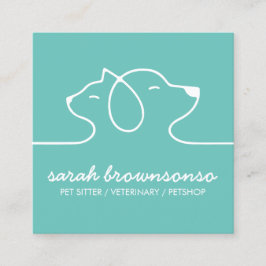 Grönt Snyggt Line Cat Hund Simple Pet Fyrkantigt Visitkort