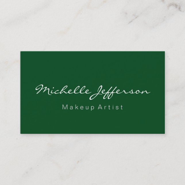 Grönt Snyggt Makeup Artist Script Affärskort Visitkort (Framsida)