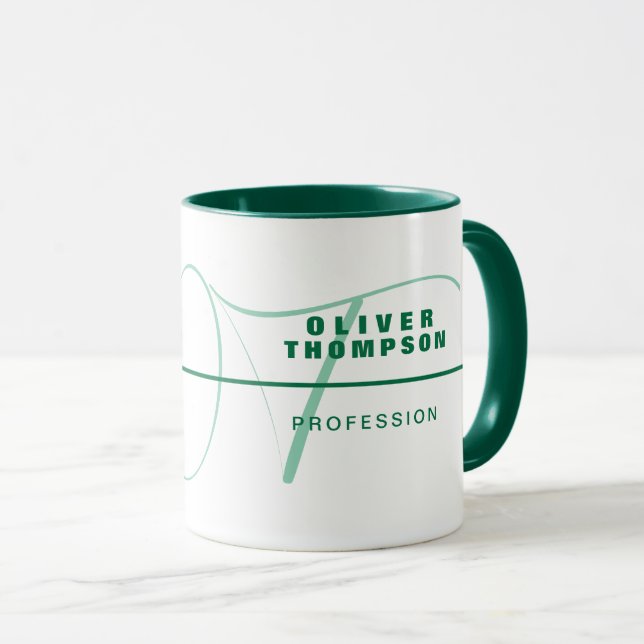 Grönt Snyggt professionell Mugg med Namn (Framsida höger)