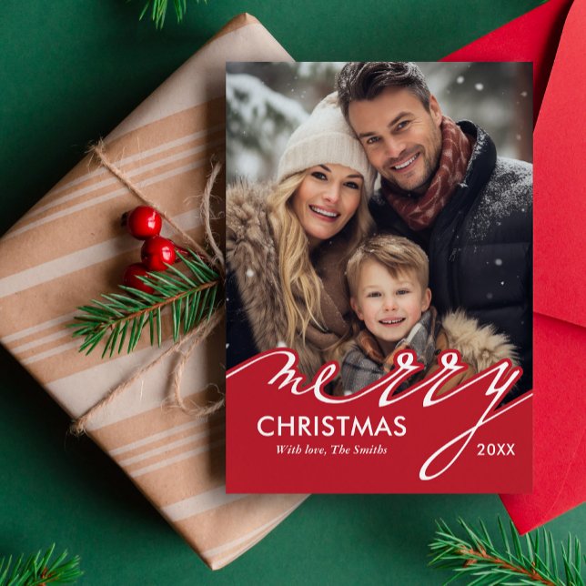 Grönt Snyggt  Script Glad helg Julkort (Skapare uppladdad)