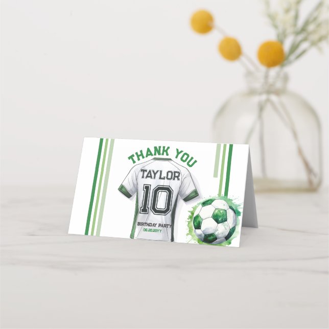 Grönt Soccer Boy Jersey Kids - tack för ditt kort (Framsida)