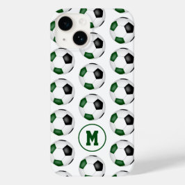 grönt soccerbollar mönster monogrammet