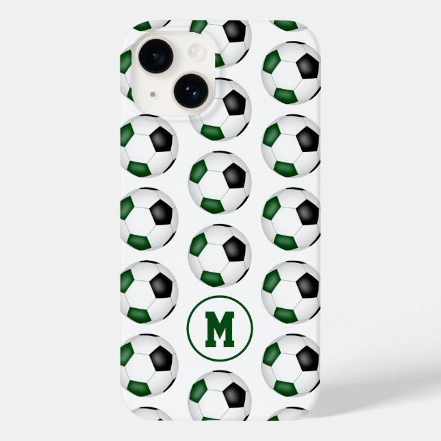 grönt soccerbollar mönster monogrammet (Baksida)