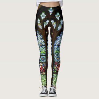 Grönt södra målat glassfönster leggings