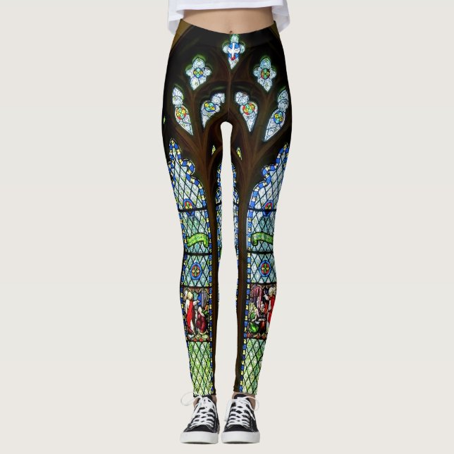 Grönt södra målat glassfönster leggings (Framsida)