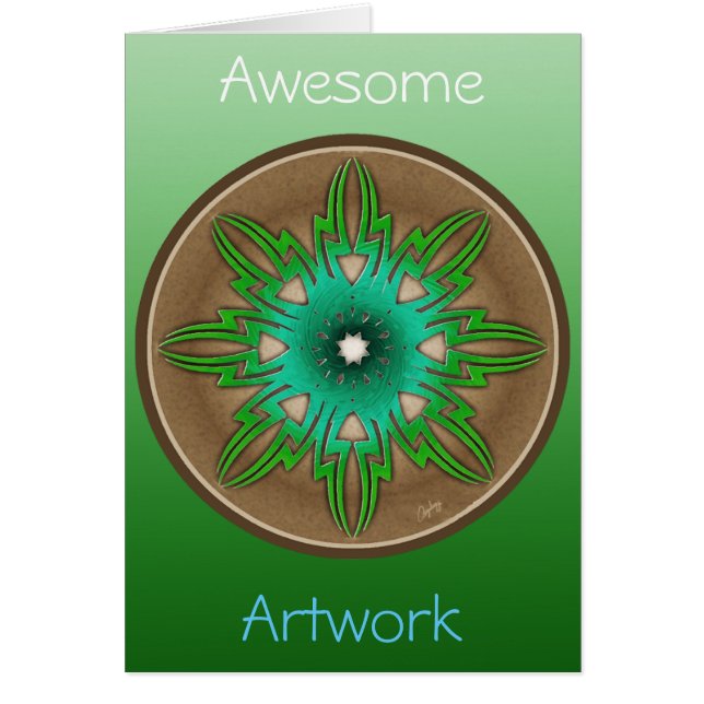 Grönt Sol Hälsningskort (Framsidan)