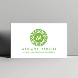 GRÖNT SOL LOGOTYP MONOGRAM för YOGA STUDIO, FITNES Visitkort