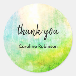 Grönt Sol Tack Sticker Runt Klistermärke