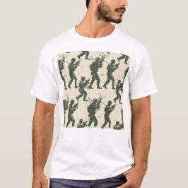 Grönt Solider Mönster T Shirt