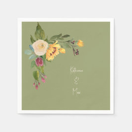 Grönt Solros Bröllop Cocktail Pappersservett