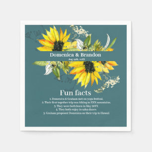 Grönt Solros Bröllop Roligt Facts Napkins Pappersservett