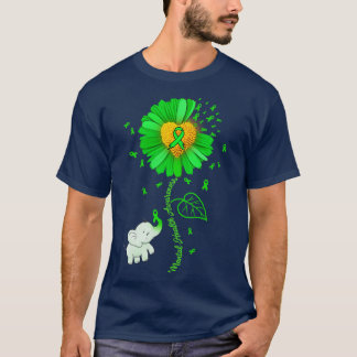 Grönt Solros Elephant Spread Mental Health Awar T Shirt