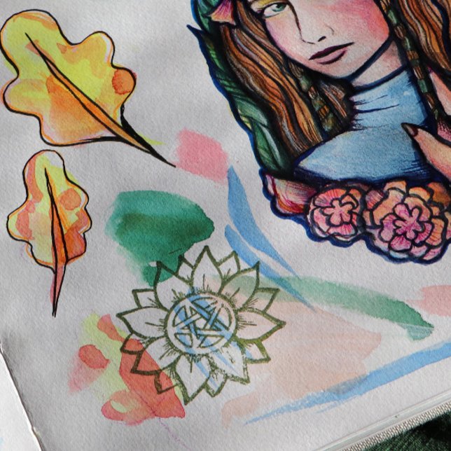 Grönt Solros Pentagram Druid Pagan Stämpel (Skapare uppladdad)