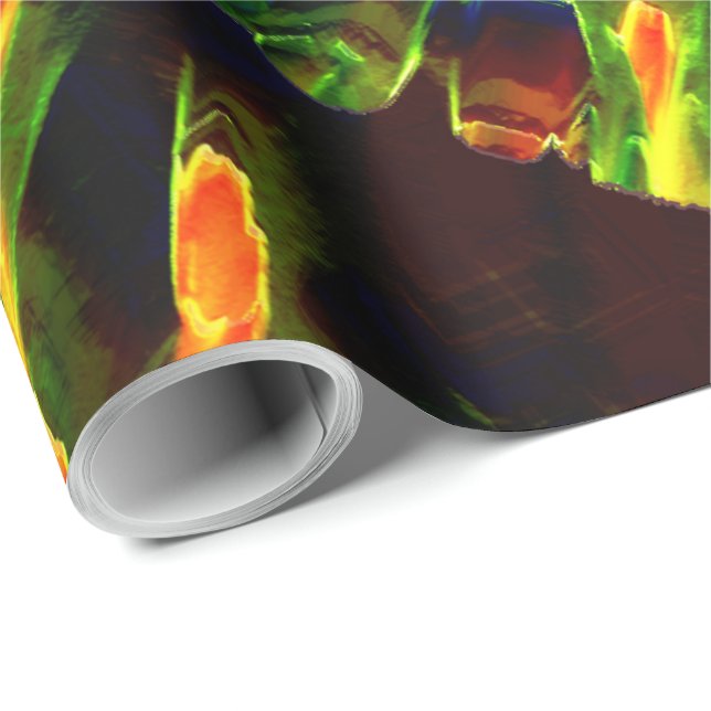 Grönt som brinner presentpapper (Rullad Hörn)