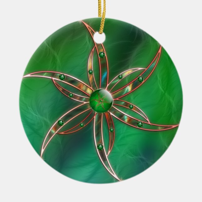 Grönt som grasornament julgransprydnad keramik (Framsidan)