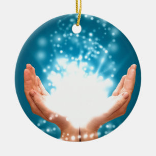 Grönt som läker händer chakra Reiki energy zen Julgransprydnad Keramik
