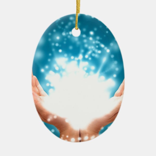 Grönt som läker händer chakra Reiki energy zen yog Julgransprydnad Keramik (Framsidan)