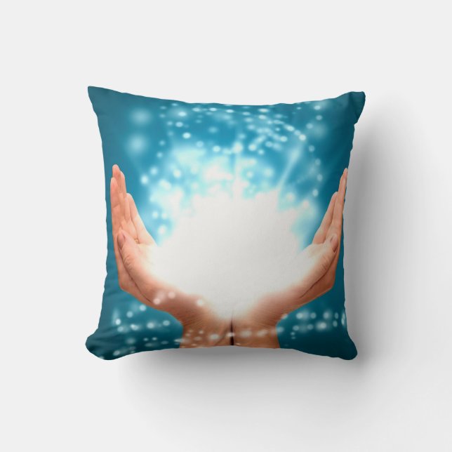 Grönt som läker händer chakra Reiki energy zen yog Kudde (Framsida)