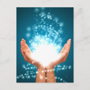 Grönt som läker händer chakra Reiki energy zen yog Vykort