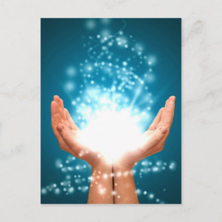 Grönt som läker händer chakra Reiki energy zen yog Vykort