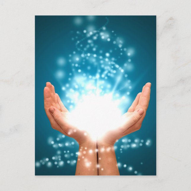 Grönt som läker händer chakra Reiki energy zen yog Vykort (Framsida)