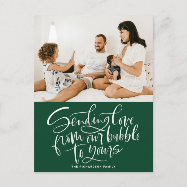 Grönt som skickar Kärlek från vår bubbla till ditt Helg Vykort (Framsida)