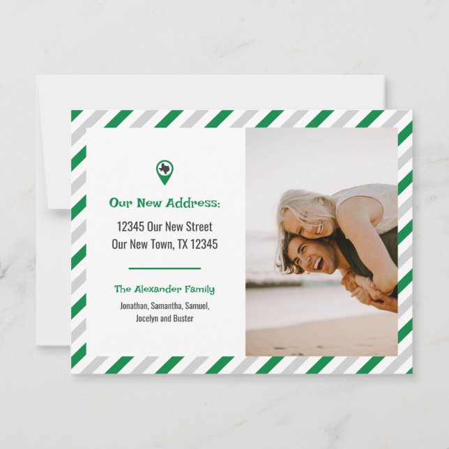 Grönt som vi har Flyttat stripe-foto för Flytta (Baksida)