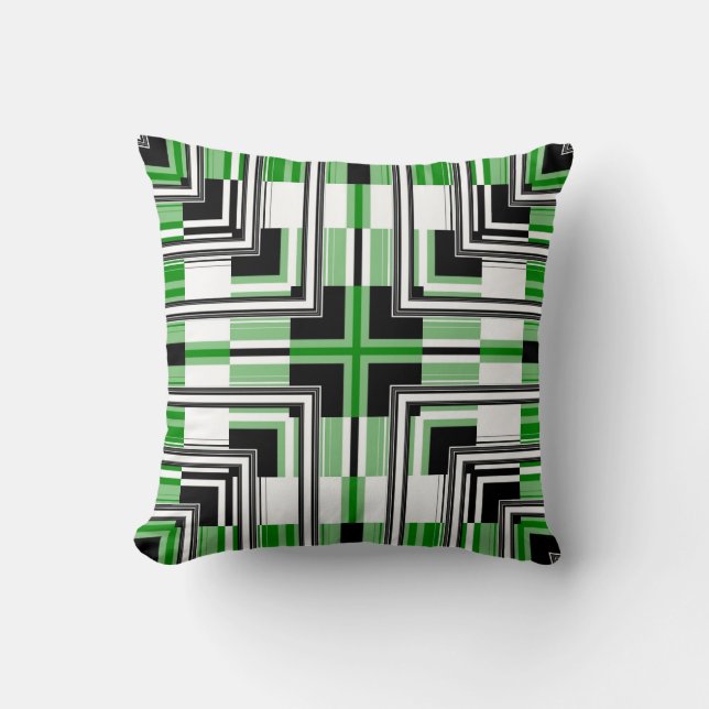 Grönt Sömlös Mönster Retro Art Design Kudde (Framsida)