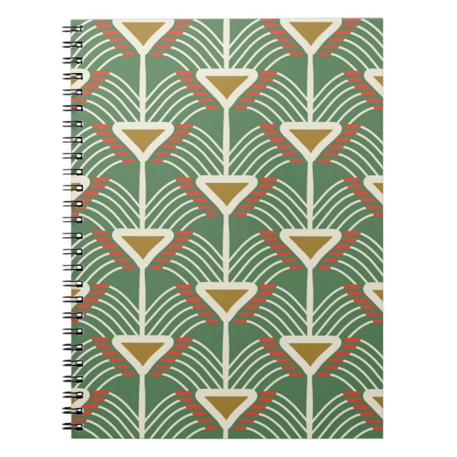 grönt sömlöst mönster med linjer och geometri sha anteckningsbok (Framsidan)