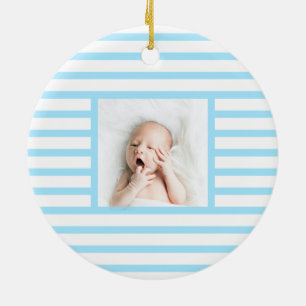 Grönt Sömnig Baby Dino Baby blue Rand Modern Julgransprydnad Keramik