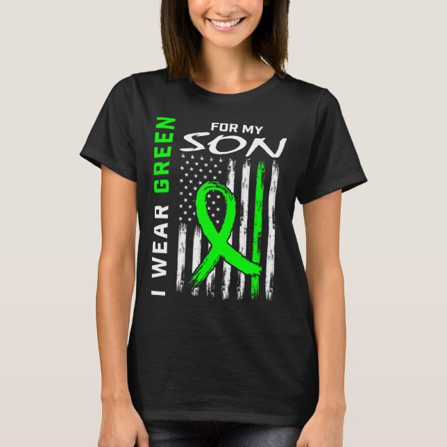 Grönt Son Cerebral Palsy Kidney Disease Awareness T Shirt (Framsida)