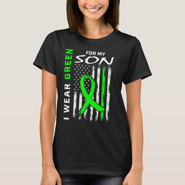 Grönt Son Cerebral Palsy Kidney Disease Awareness T Shirt (Framsida)